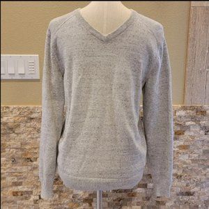 Men's Fairlane and Sons V-neck Heathered Oatmeal/Gray Sweater Sz L
